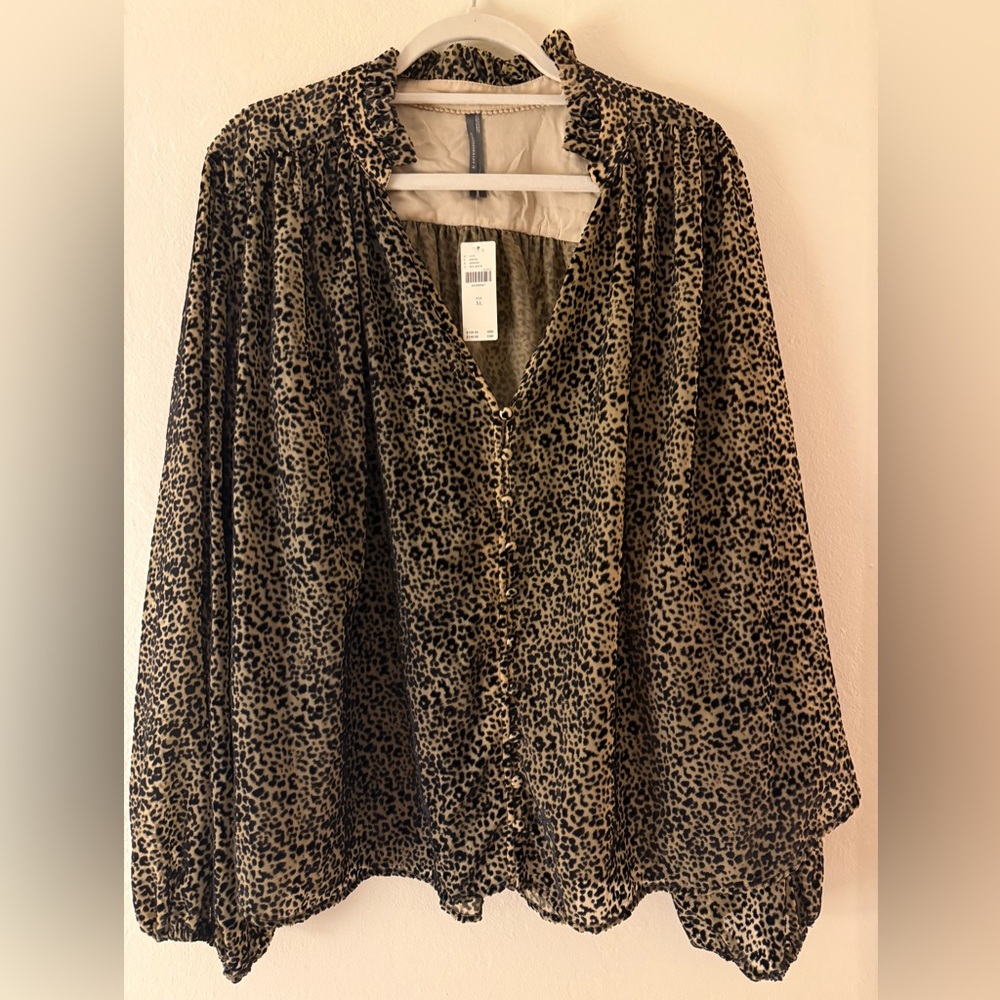 Anthropologie Leopard Print Blouse NWT